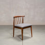 midcentury modern Walnut dining chair with back spindles and Graphite fabric seat