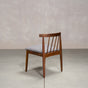 midcentury modern Walnut dining chair with back spindles and Graphite fabric seat