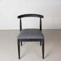 Oak dining chair finished in Black with a gray fabric seat