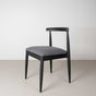Oak dining chair finished in Black with a gray fabric seat