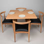 Photo 6 shows a square Oak table in Pure D with matching chairs with black top grain leather seats