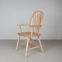 modern farmhouse dining chair with arms in maple finished in Pure D