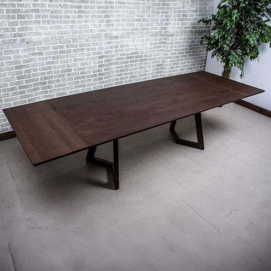 extendable dining table in blackened walnut