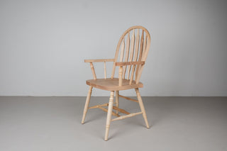 farmhouse style dining arm chair made of maple finished in natural
