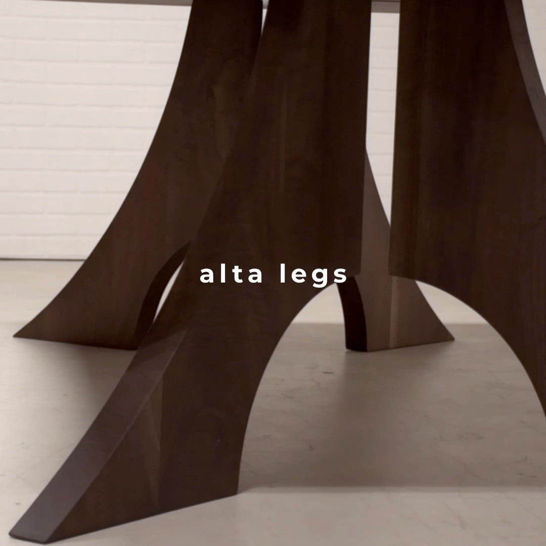 video showing details of racetrack oval bookmatch table