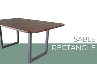 Sable Wood Rectangle Table on Steel Quarry Legs
