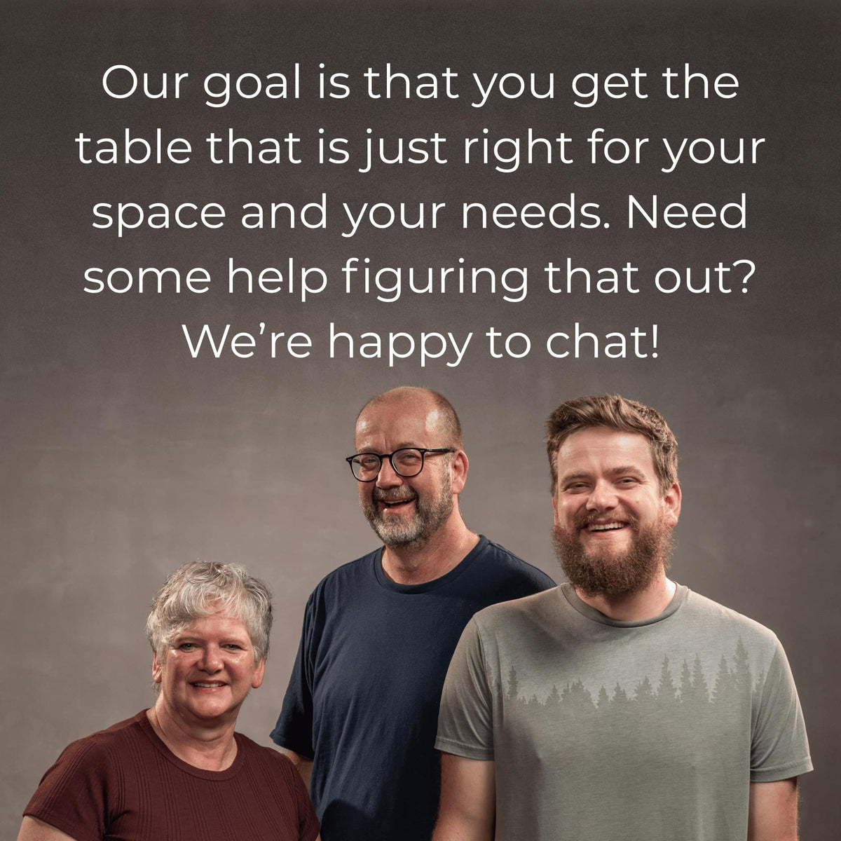 get the table that is just right for you graphic