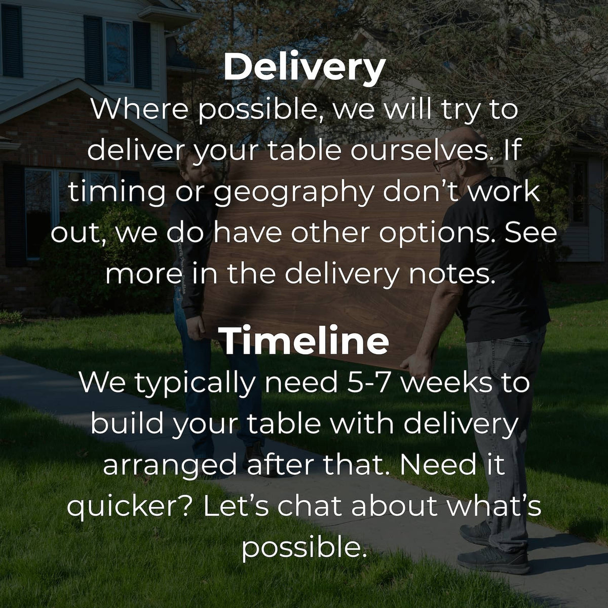 delivery and timeline graphic