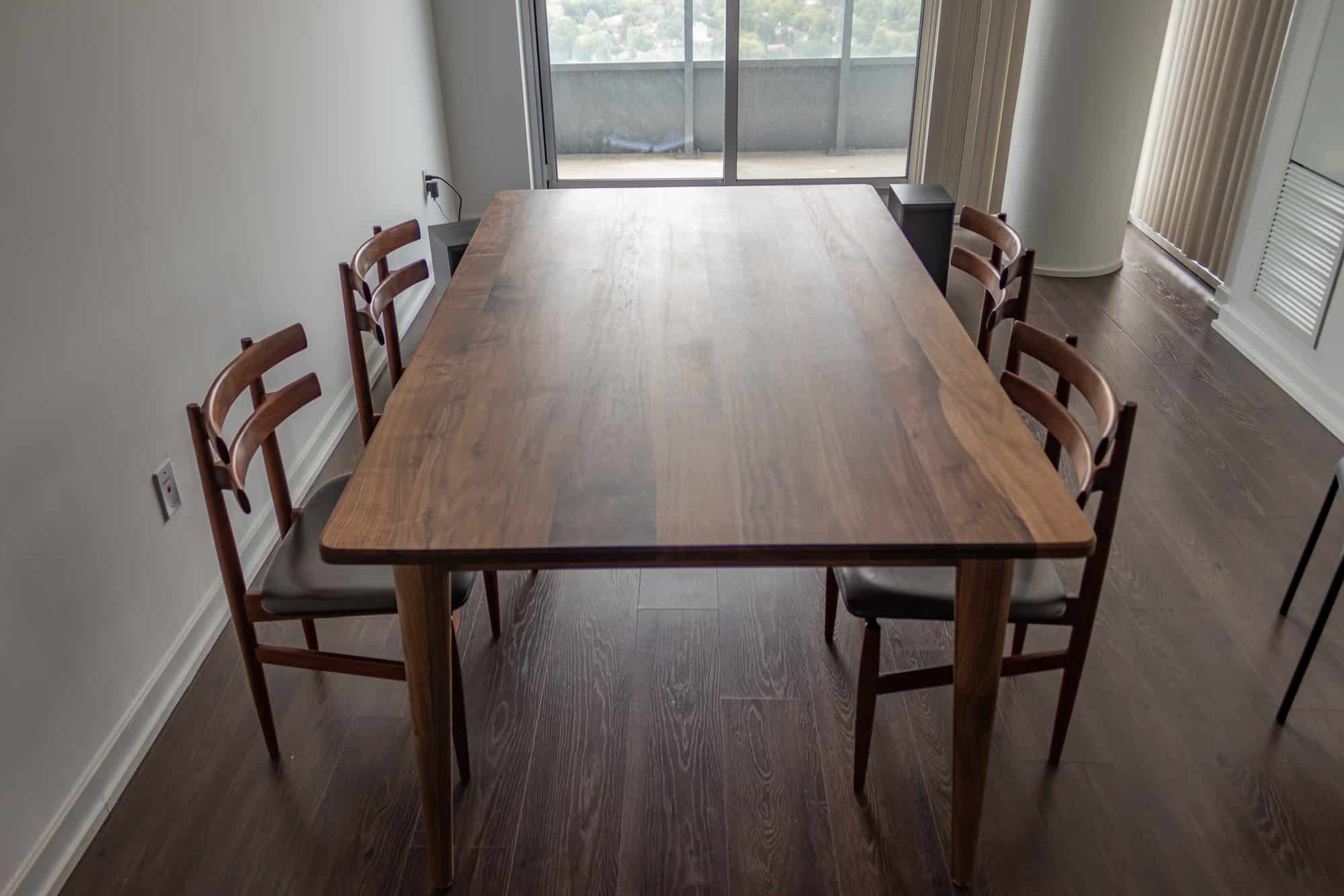 midcentury walnut parsons table