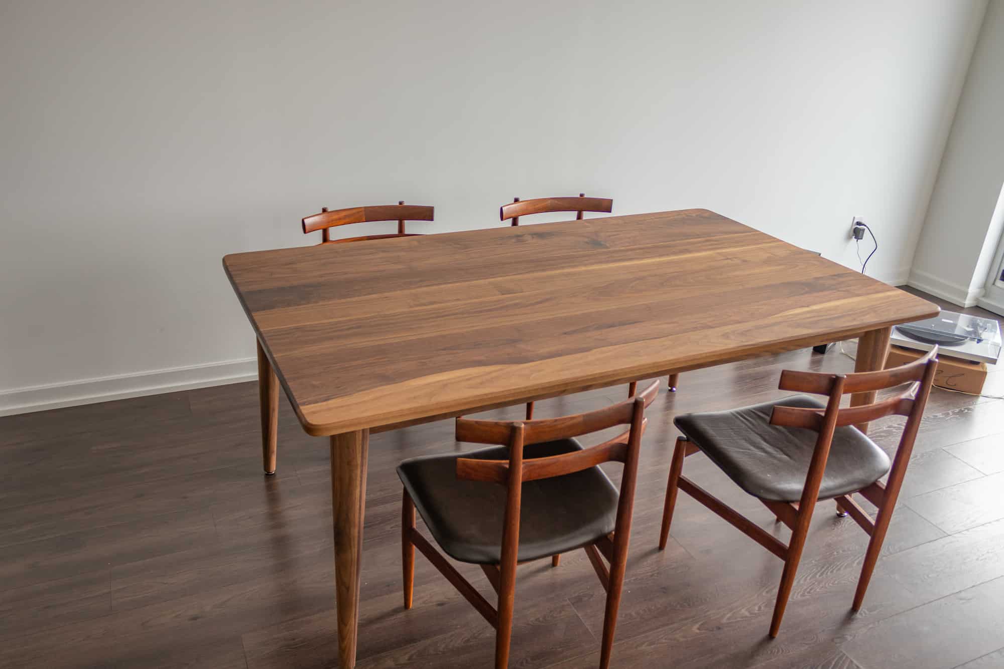 midcentury walnut parsons table