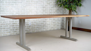 Sable Wood Rectangular Dining Table on Steel Tuttle Legs