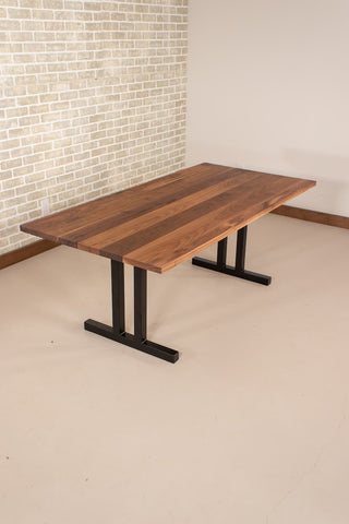 Sable Wood Rectangular Dining Table on Steel Tuttle Legs
