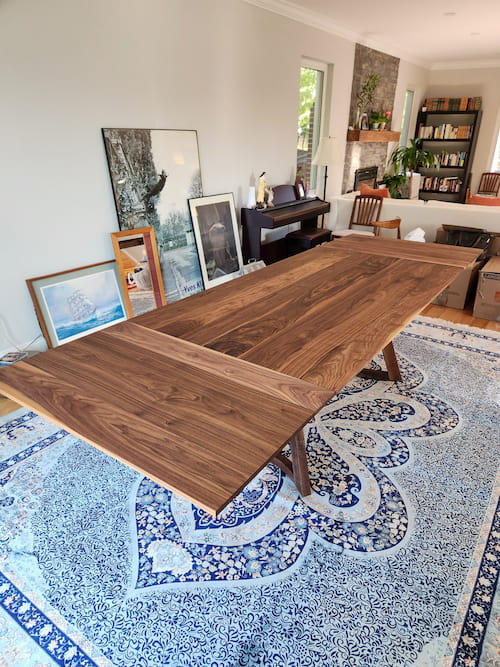 large square walnut table