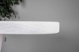 white ash rectangle table on pedestal base