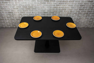 small ash kitchen table in black on pedestal base