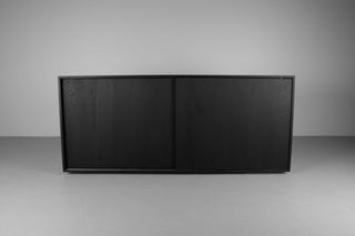 wood sideboard made with black ash with 2 drawers and 4 shelves