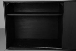 wood sideboard made with black ash with 2 drawers and 4 shelves
