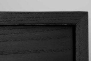 wood sideboard made with black ash with 2 drawers and 4 shelves