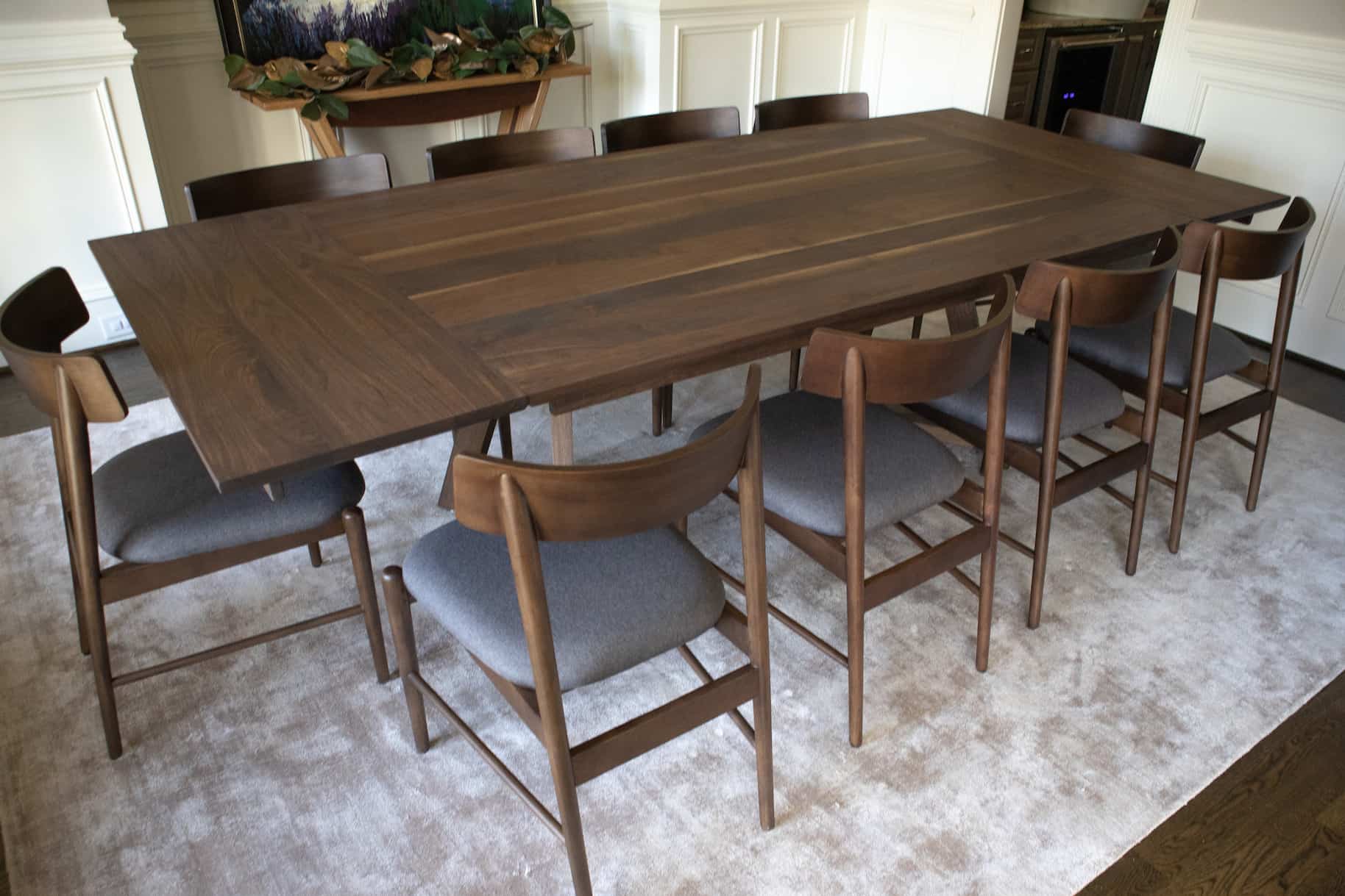 blackened walnut extension table