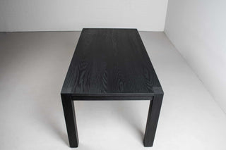 oak parsons table in black