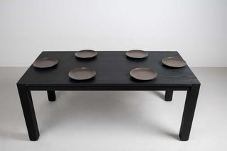 oak parsons table in black