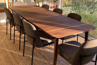 extendable midcentury modern walnut dining table