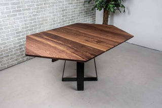 hexagon shape extendable walnut table