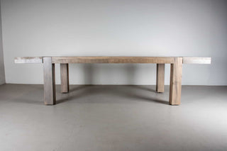 extendable farmhouse kitchen table in rustic maple on modern parsons base