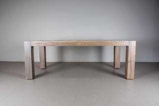 extendable farmhouse kitchen table in rustic maple on modern parsons base