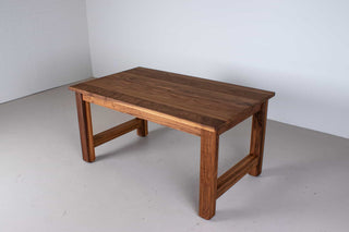 extendable modern farmhouse table on H leg parsons base