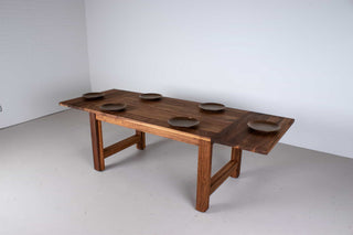 extendable modern farmhouse table on H leg parsons base