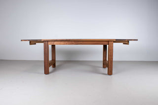 extendable modern farmhouse table on H leg parsons base