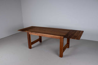 extendable modern farmhouse table on H leg parsons base