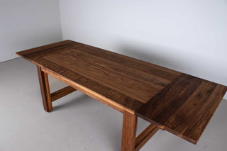 extendable modern farmhouse table on H leg parsons base