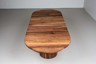 Oval Extendable Walnut Table on Fluted Pedestal Base