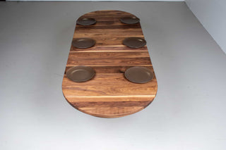 Oval Extendable Walnut Table on Fluted Pedestal Base