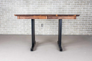 extendable kitchen table in walnut on steel tuttle legs