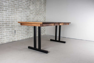 extendable kitchen table in walnut on steel tuttle legs