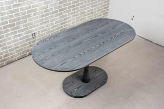 iron gray kitchen table on pedestal base