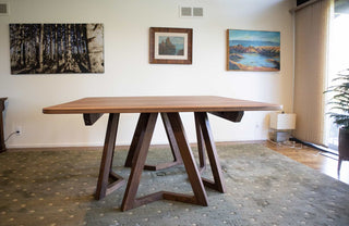 large square walnut dining table