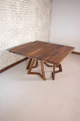 large square walnut dining table