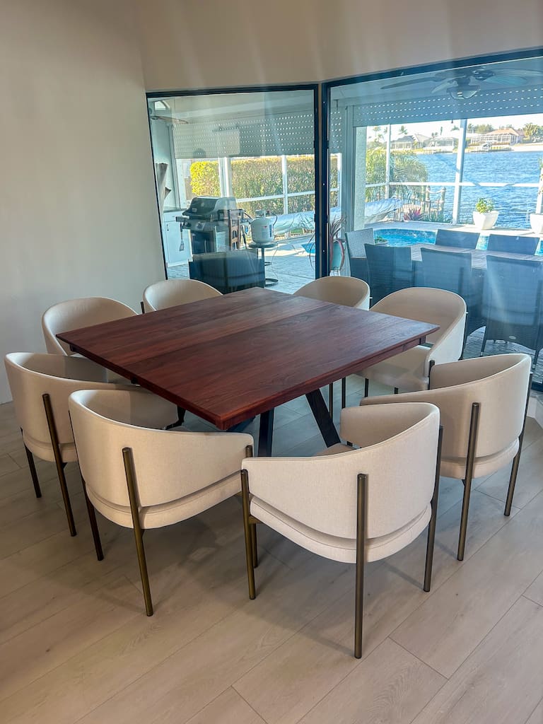 large square walnut table