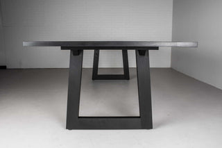 large 10 foot black wood dining table