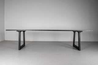 large 10 foot black wood dining table