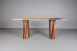 modern live edge walnut table on fluted como legs