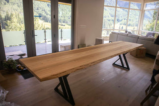 long live edge ash table on steel legs
