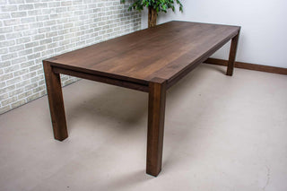 maple exposed parsons table in espresso