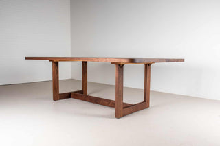 mid century modern walnut trestle table