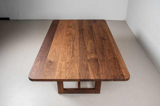 mid century modern walnut trestle table