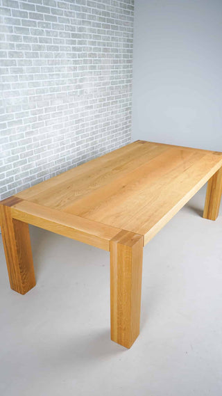 natural oak table on custom parson base